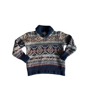 Schott Bros (Mens XL) Southwestern Fair Aisle Shawl Collar Knit Sweater Wool